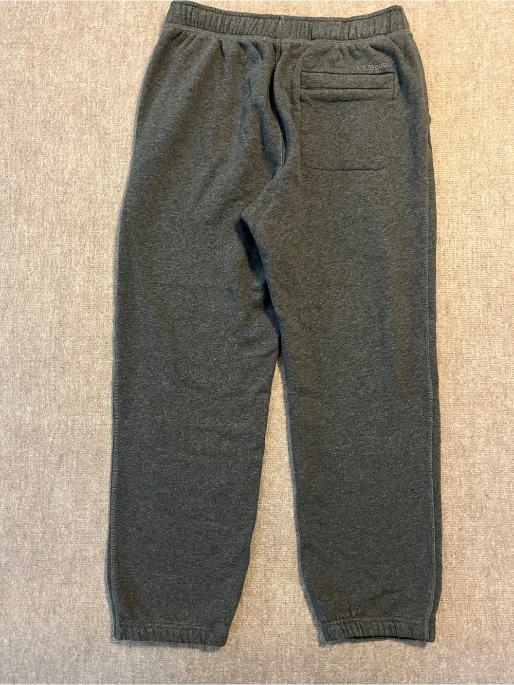 L.L.Bean Men’s Charcoal Gray Fleece Sweatpants Joggers Zip Pockets